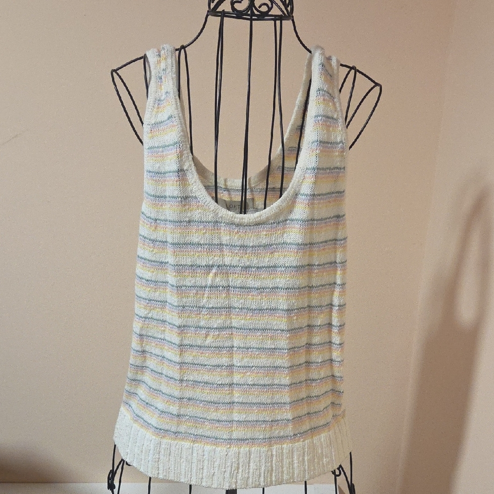 LOFT Multicolor Striped Sleaveless Top SIize M
